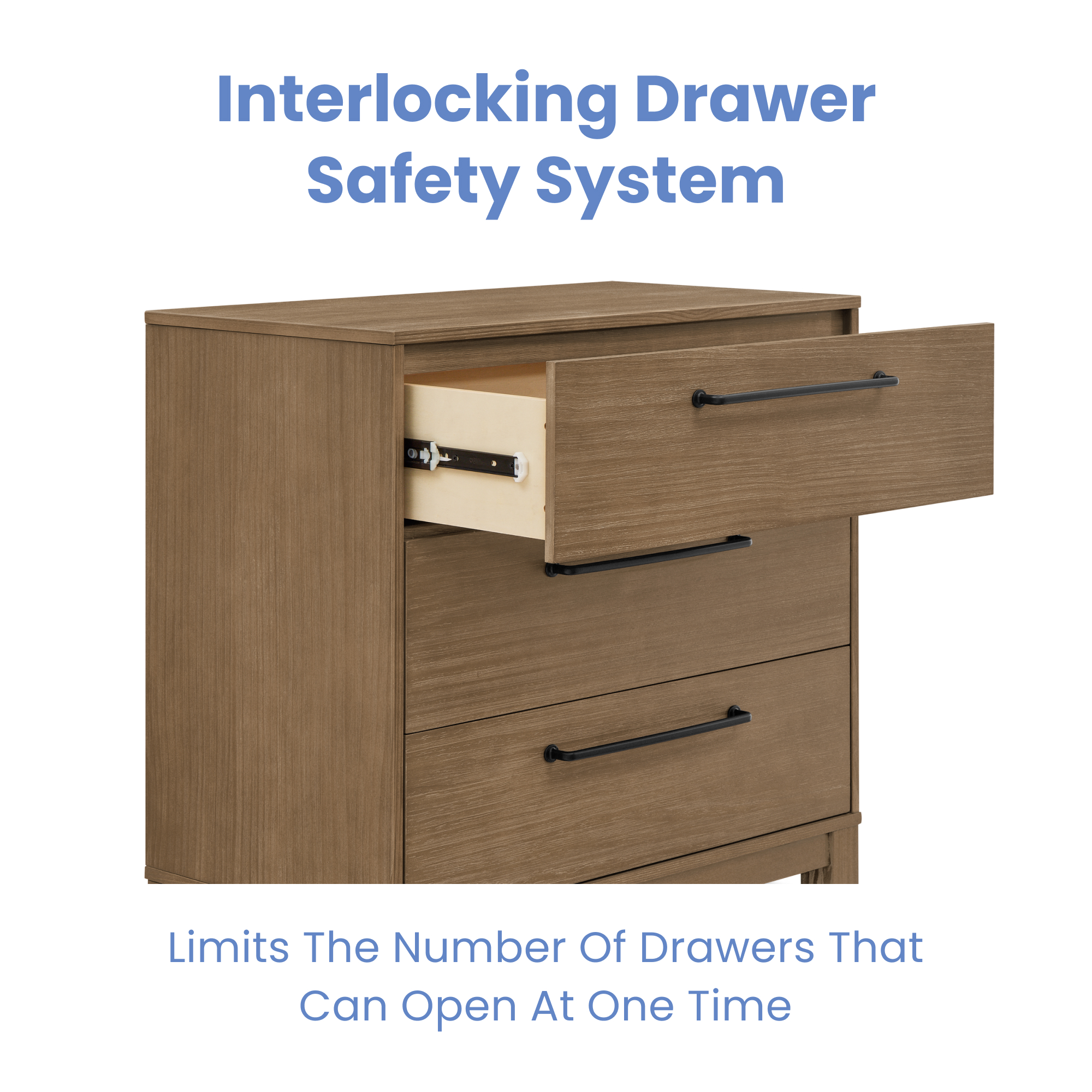 Rustic 3 Drawer Dresser with Interlocking Drawers | Delta Children